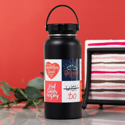 Personalized 32 oz Black Water Bottle - Customizable Photo Products & Gifts