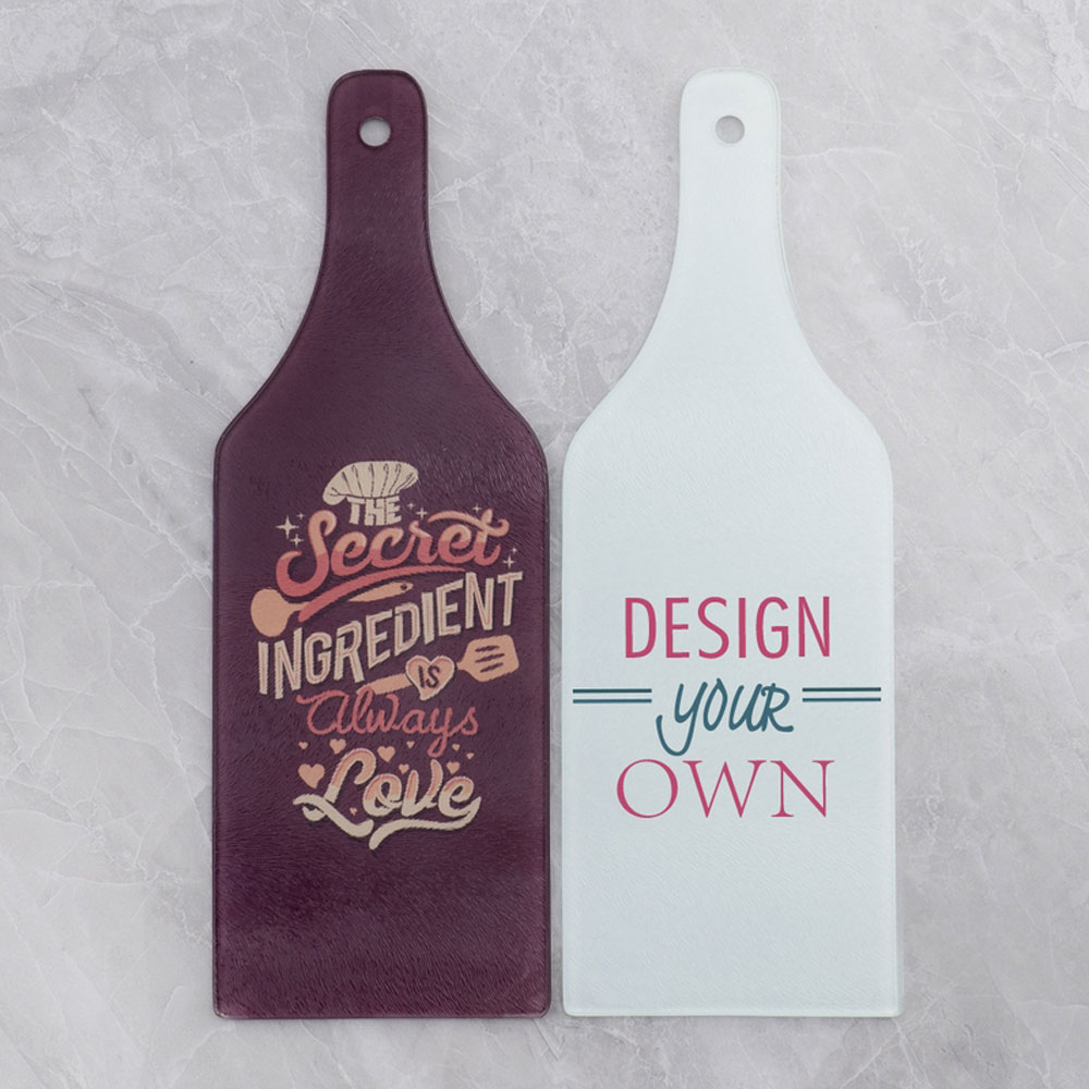 Wine Bottle Shaped Glass Sublimatable Cutting Board – The Blank
