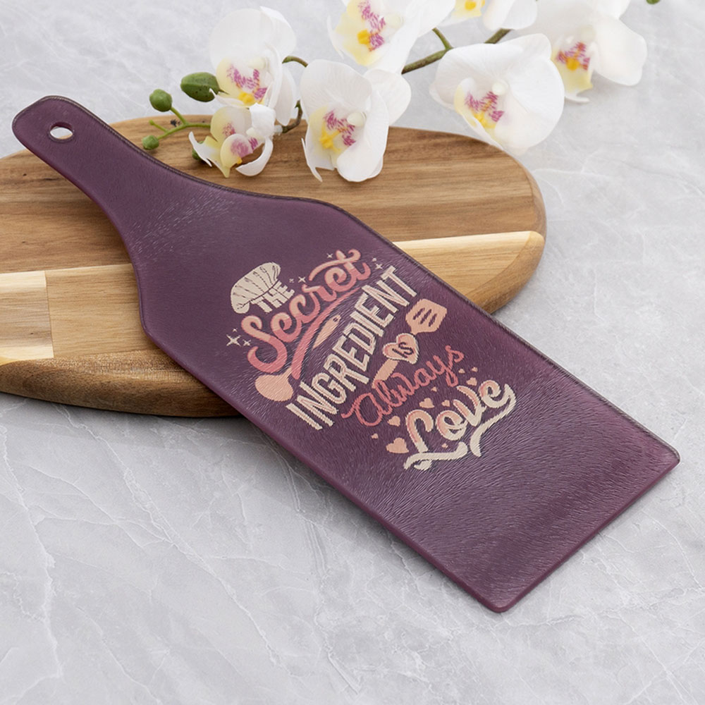 Personalized Pink Wood Font 1 Design Tempered Glass Cutting Board