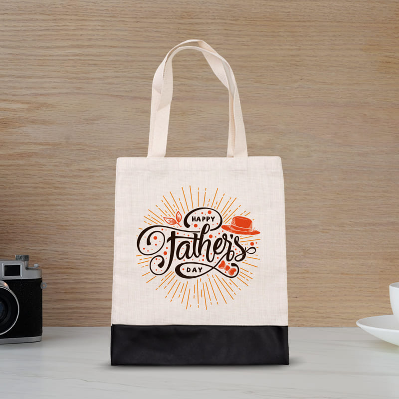 Father's day_Linen Tote Bag with Leather Bottom