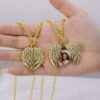 Angel Wings Heart Photo Locket Necklace Gold (6)