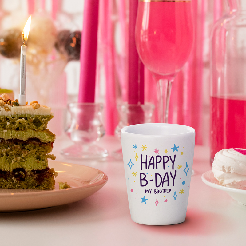 Personalized ceramic shot glass with custom design for special birthday events