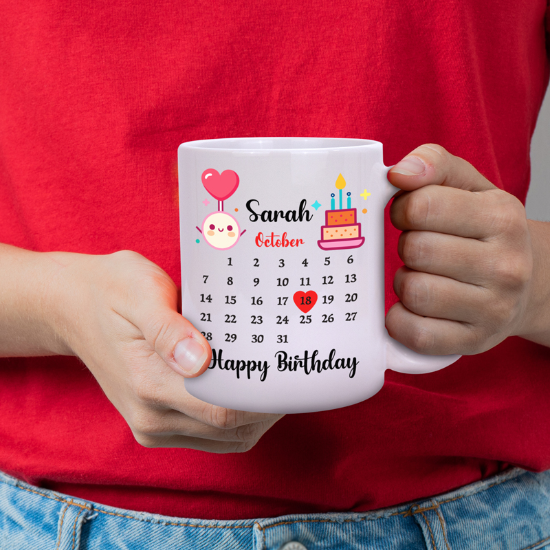 Personalized 15 oz white ceramic mug with custom design for memorable birthday gifts